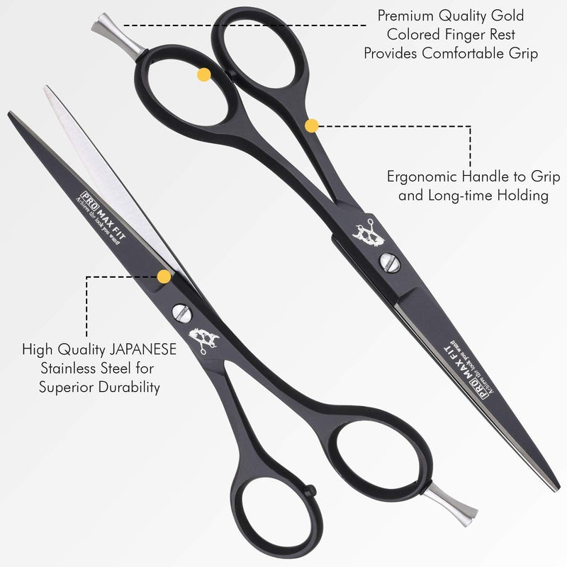[Australia] - PromaxFit Hairdressing Scissors ‚Äì Barber Scissors for Hair Cutting ‚Äì Professional Hair Scissors with Adjustable Screws ‚Äì Black Stainless Steel Hair Cutting Scissor ‚Äì Hairdressing scizzors with Comb 