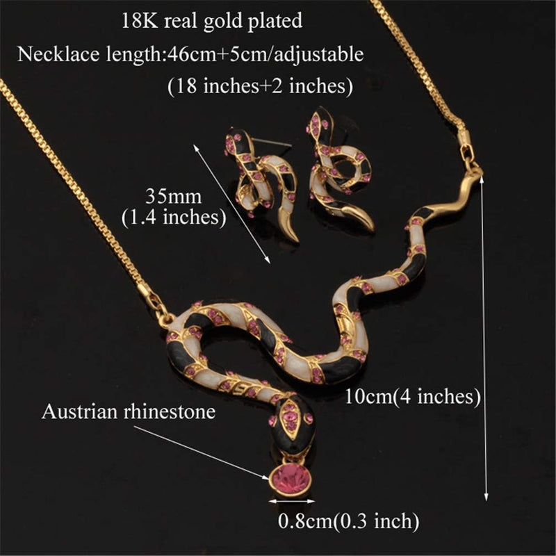 [Australia] - U7 Women Snake Jewelry Set Personalized Stainless Steel Serpent Vivid Snake Stud Earrings Necklace Crystal Style 