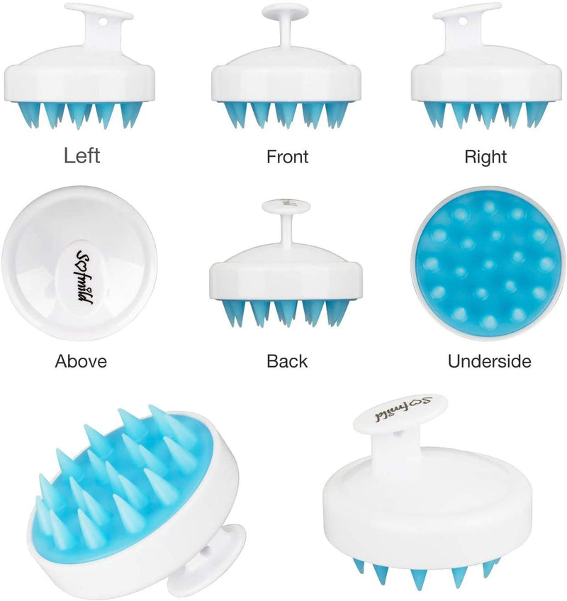 [Australia] - Shampoo Brush, Silicone Scalp Massager Hair Brush Head Massager Hair Growth Scrubber for Straight Curly Long Short Thick Thin Wet Dry Hair for Men Women Kids Pets White-blue 