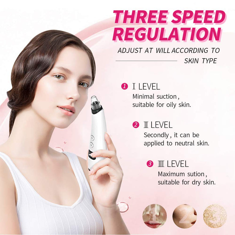 [Australia] - Blackhead Remover Pore Vacuum Cleaner - Remove blackheads and whiteheads, 3 adjustable suction power and 6 hole-shaped vacuum cleaners. Facial pore cleansing Male and female beauty instrument 