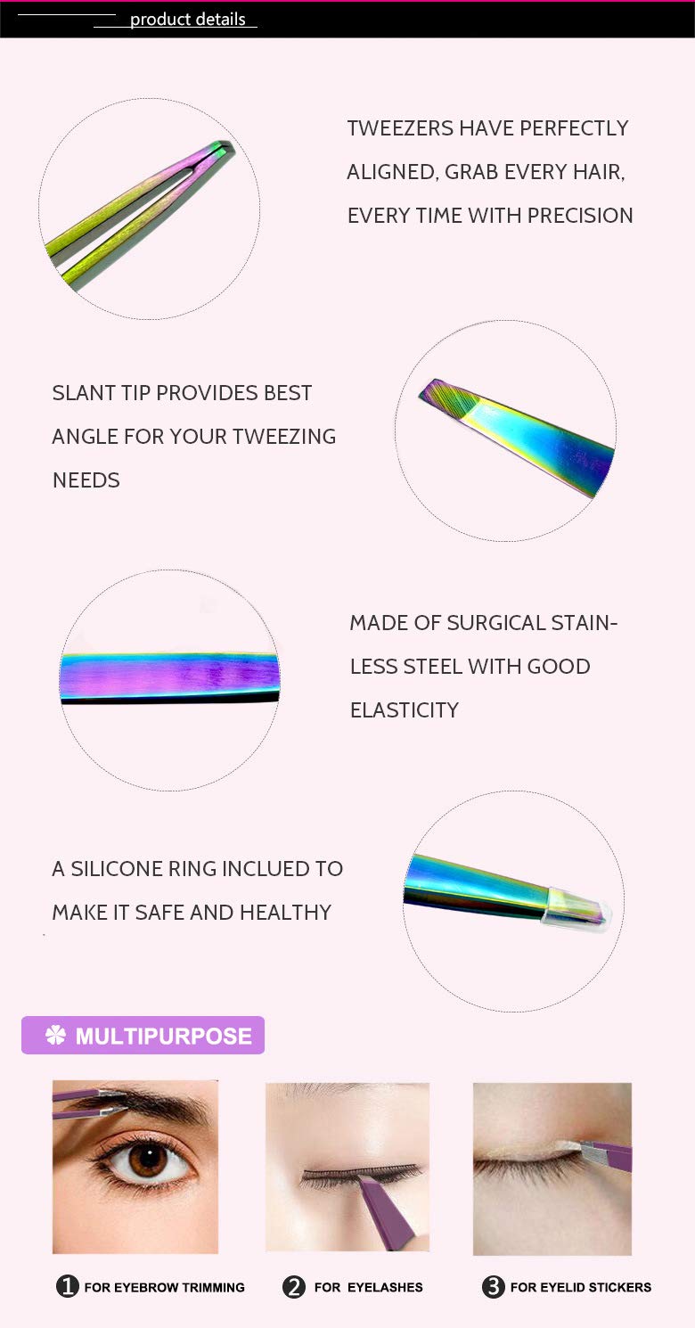 [Australia] - Stainless Steel Slant Tip Tweezers Precision Eyebrow Tweezers For Daily Beauty 