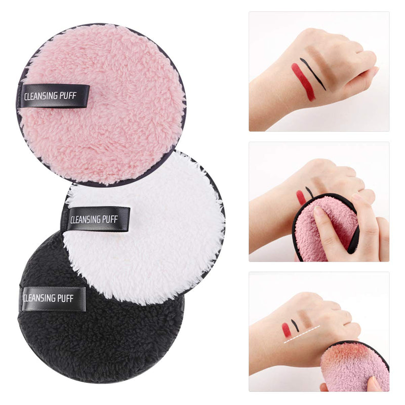 [Australia] - Frcolor 3pcs Double-Side Foundation Cosmetic Powder Puff Cloth Towels Washable Makeup Rmover Puff Sponge for Facial Cleansing 