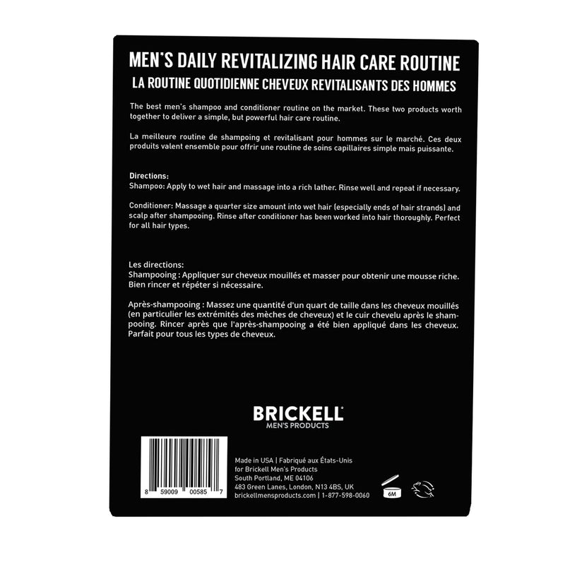 [Australia] - Brickell Men’s Daily Revitalizing Hair Care Routine, Mint and Tea Tree Oil Shampoo, Strength and Volume Enhancing Conditioner, Natural and Organic 