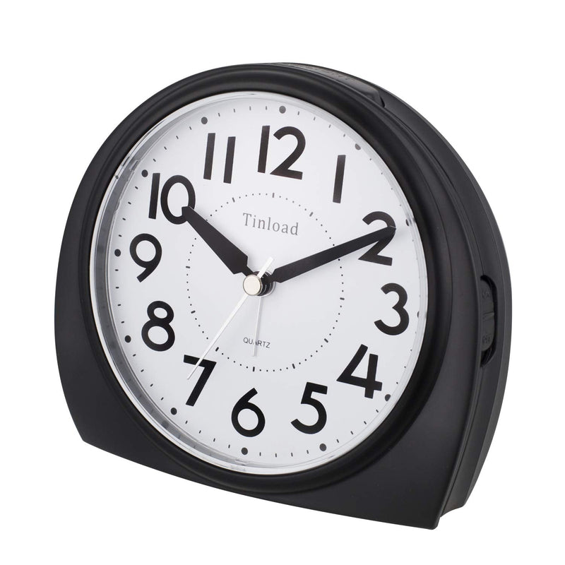[Australia] - 5.5" Silent Analog Alarm Clock Non Ticking, Gentle Wake, Beep Sounds, Increasing Volume, Battery Operated Snooze and Light Functions, Easy Set, Black (Best for Elder) 