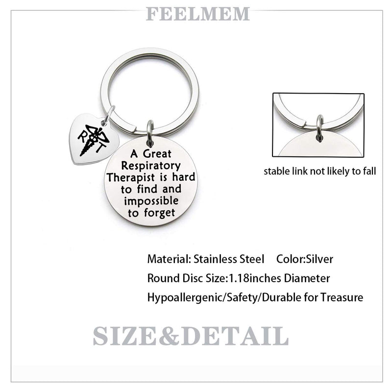 [Australia] - FEELMEM Respiratory Therapist Gift Radiology Tech Gift RT Keychain A Great Respiratory Therapist is Hard to Find Harder to Leave Impossible to Forget Radiology Technologist Gift silver 