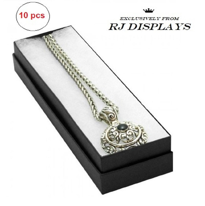 [Australia] - 10 Matte Black Color Cotton Boxes Jewelry Bracelet, Watches, Necklace and Anklet Gift Displays 8" x 2" By RJ Displays 