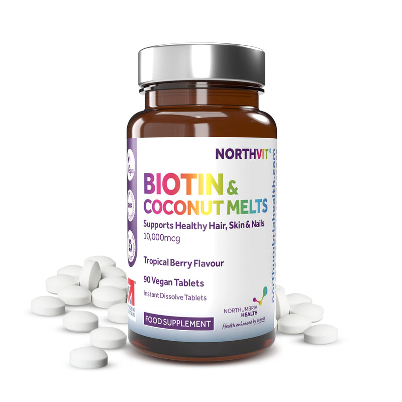 [Australia] - Biotin & Coconut Melts for Hair Growth, Hair, Skin & Nails Vitamin Supplement, Tropical Berry Flavour, Vegan, Promotes Healthier Thicker Hair, Daily Vitamins, 3 Month Supply 