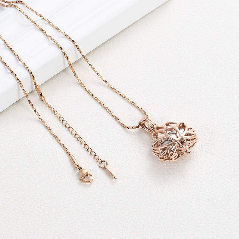 [Australia] - Imrsanl Cremation Jewelry for Ashes - Lotus Flower Ashes Pendant Necklace with Mini Keepsake Urn Memorial Ash Jewelry Rose Gold-Silver 