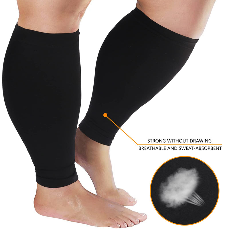 [Australia] - Plus Size Compression Sleeves for Calves Women Wide Calf Compression Legs Sleeves Men 7XL, Relieve Varicose Veins, Edema, Swelling, Soreness, Shin splints, for Work, Travel, Sports and Daily Wear Black XXXXXXX-Large 