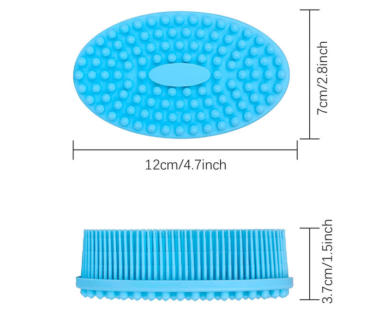 [Australia] - Silicone Body Brush, Soft Body Scrubber Shower Brush Exfoliating Cleaning Brush, Comfortable Face Skin Massage Tool (Blue) 