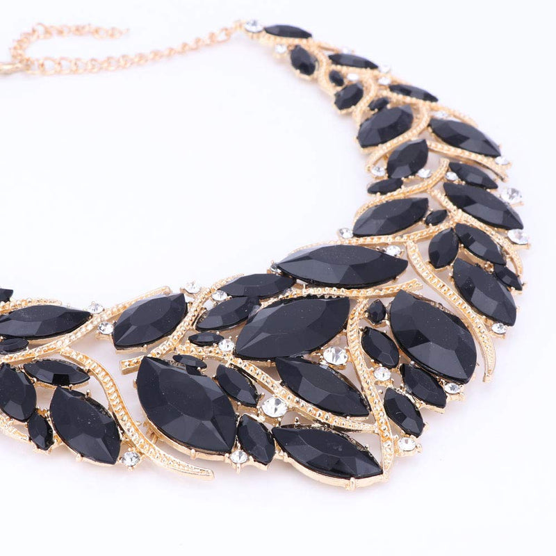 [Australia] - African Beads Jewelry Sets Women Bridal Crystal Statement Necklace Earring Jewelry Sets Black 