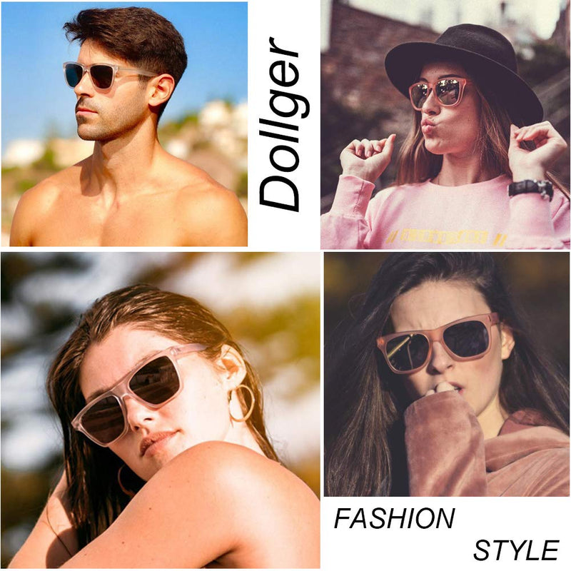 [Australia] - Dollger Polarized Sunglasses for Men Women Retro Classic UV400 Protection Sunglasses A1:pink and Brown 