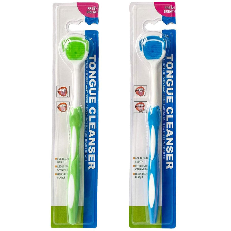 [Australia] - Tongue Brush, Tongue Scraper, Tongue Cleaner Helps Fight Bad Breath, Professional Tongue Brush for Freshing Breath, 2 Tongue Scrapers (Green & Blue) Green & Blue 