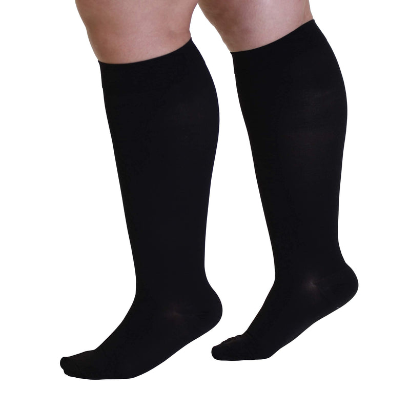 [Australia] - 4XL Mojo Compression Socks 20-30mmHg for Extra XX-Wide Ankle Calf Opaque Graduated Bariatric Support Stockings - Lymphedema Plus Size XXXX-L Black Closed Toe AB201BL7 4X-Large 