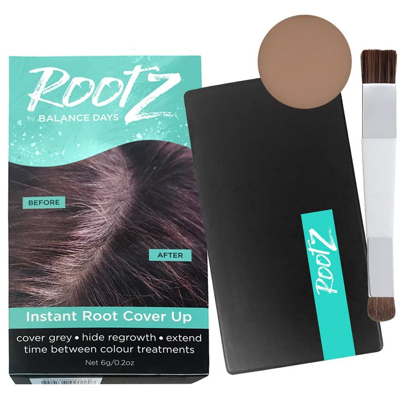 [Australia] - New! RootZ Grey root Cover Up Light Brown Touch up for Grey Roots. Shape and Thicken Eyebrows Too. Unique Dual Action Brush - One Product - Two Uses 