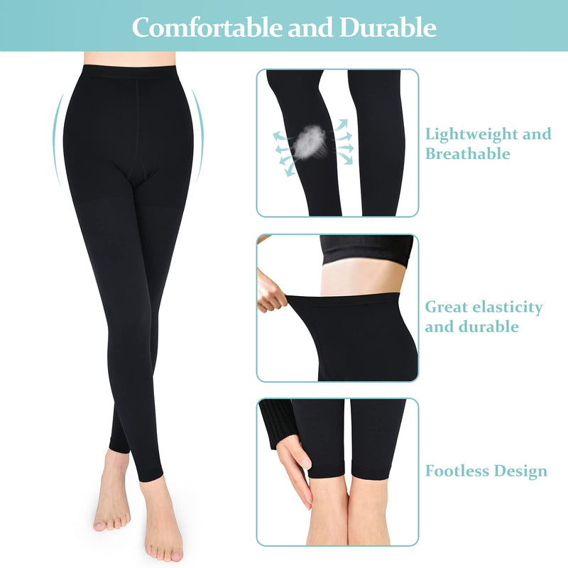 [Australia] - Compression Pantyhose for Women & Men, Footless Compression Stockings,  20-30 mmHg Support, Black. Black XL 