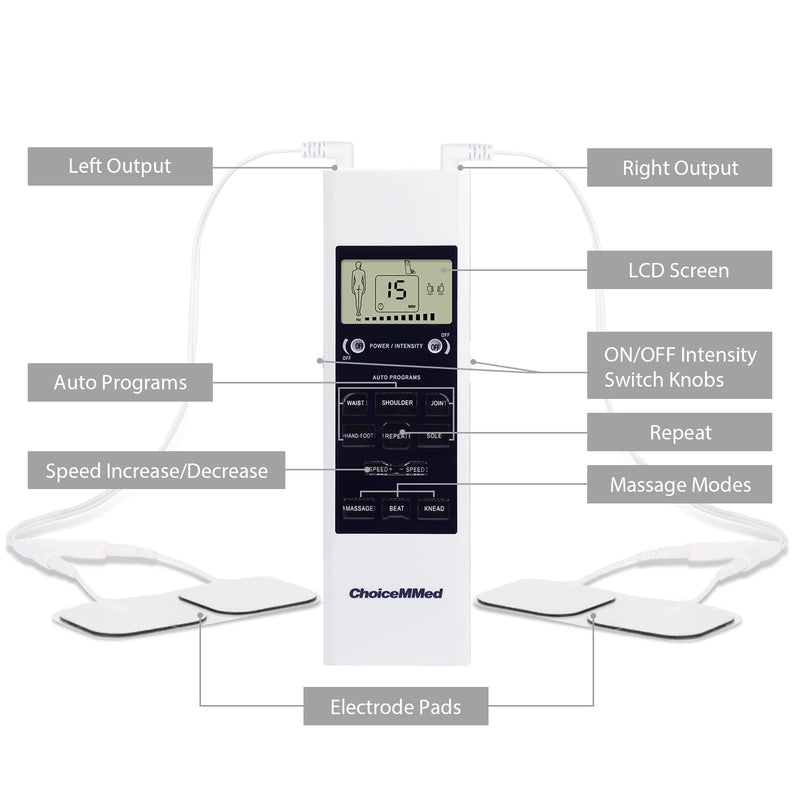 [Australia] - CHOICEMMED Portable TENS Unit - Electronic Pulse Massager - Muscle Stimulator Machine for Women and Men - EMS Electrotherapy Muscle Stimulator - Electronic Pulse Stimulator 