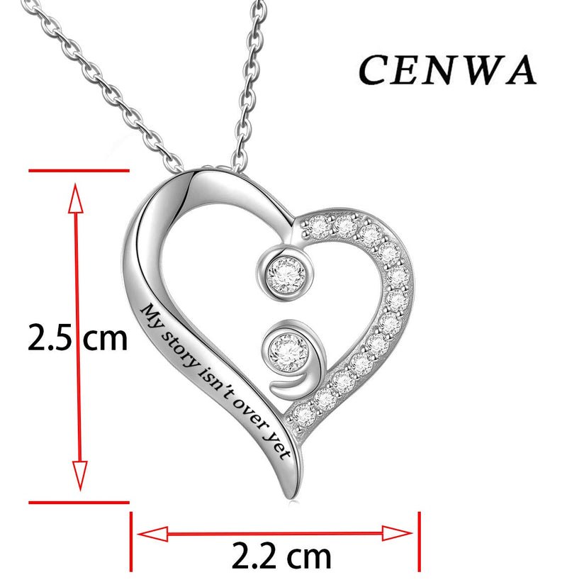 [Australia] - CENWA My Story Isn't Over Yet Semicolon Necklace Warrior Fighter Semicolon Jewelry Suicide Awareness Gift Self Harm Awareness Suicide Survivor Gift Semi Colon Mental Health My story S 