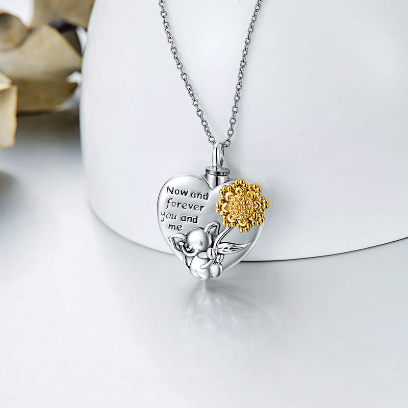 [Australia] - RMREWY Memorial Cremation Urn Necklace 925 Sterling Silver Elephant Urn Necklace for Ashes Sunflower Memory Locket Keepsake Jewelry for Women Men 