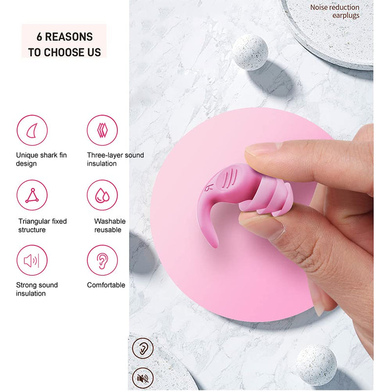 [Australia] - Claiol Silicone Ear Plugs, Reusable Sleeping Earplugs, Ergonomic earplugs, Comfortable Earplugs for Sleeping, Work, Studying, Travel, Loud Noise. (Pink) Pink 