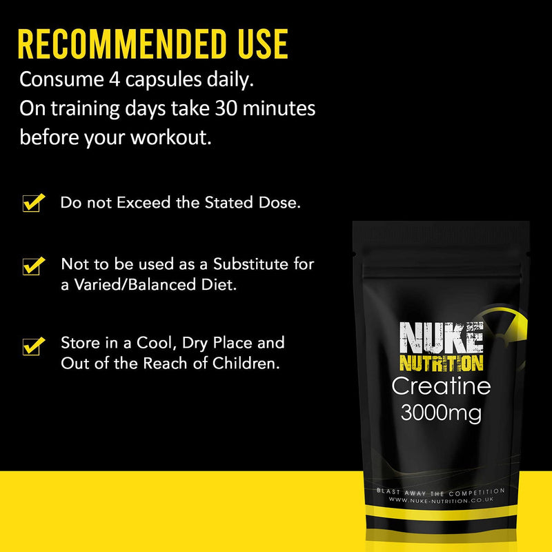 [Australia] - Nuke Nutrition Creatine Tablets 3000mg - 60 Tablets - Pure Creatine Monohydrate Supplements to Boost Muscle Mass, Bulk & Strength - Excellent Pre Workout for Men & Women - Boost Energy & Performance 60 Count (Pack of 1) 