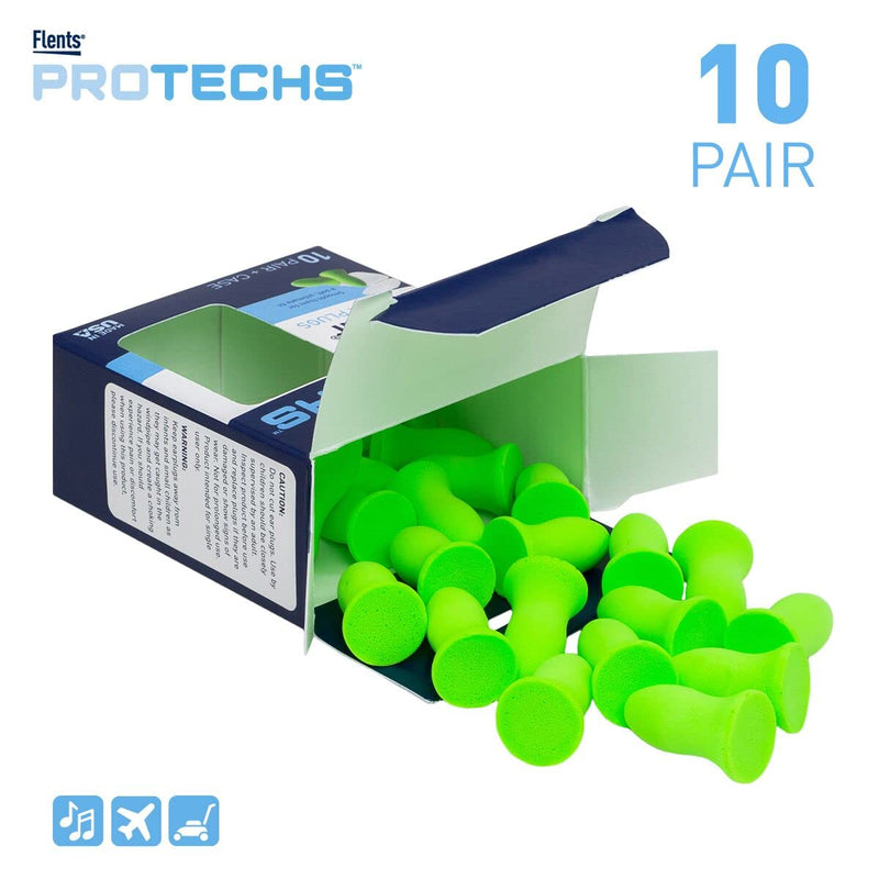 [Australia] - Flents Ear Plugs, 10 Pair with Case, Ear Plugs for Sleeping, Snoring, Loud Noise, Traveling, Concerts, Construction, & Studying, NRR 33, Made in the USA 10 Pair (Pack of 1) 