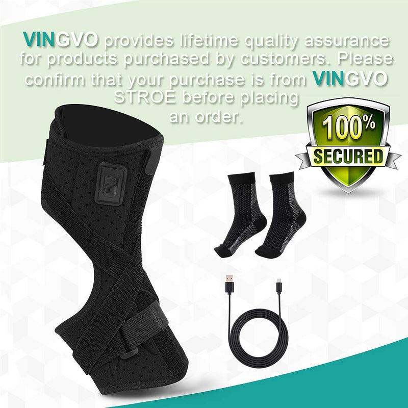 [Australia] - Foot Heating Pad,Plantar Fasciitis Support Brace 1 Pair Compression Foot Sleeves Heated Therapy Night Splint Achilles Tendonitis for Arthritis Sprains Strains Heel Spur Torn Tendons Black Foot Splint+Socks 