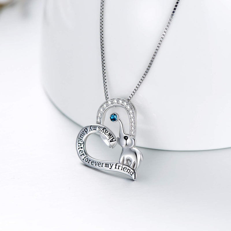 [Australia] - AOBOCO 925 Sterling Silver Elephant Mother Daughter Love Heart Pendant Necklace with Swarovski Crystal Daughter Necklace 