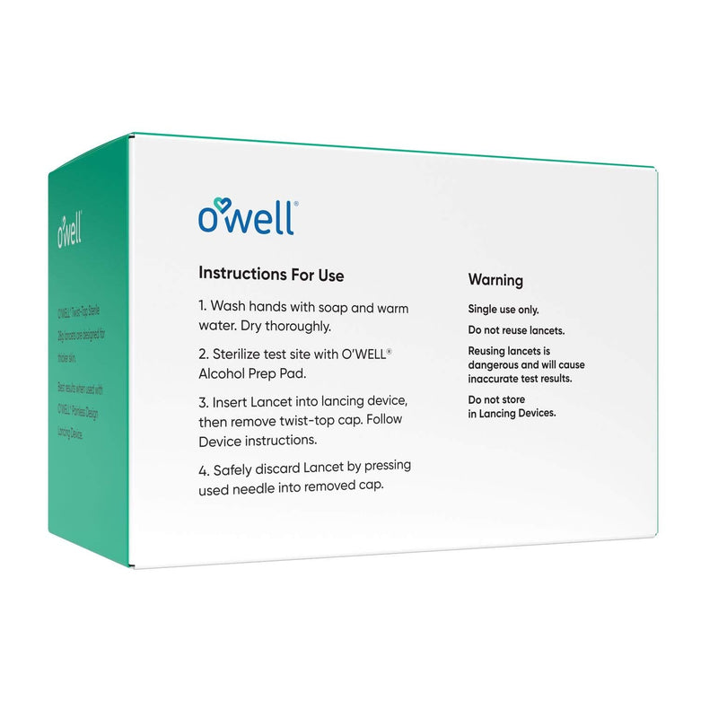 [Australia] - O’Well Twist Top Lancets 26 Gauge, 300 Count | Ultra Thick Needle Lancets for Blood Glucose & Keto Testing | Box of 300 Sterile Lancets 