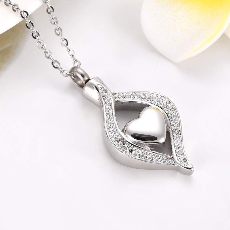 [Australia] - LuxglitterLin Teardrop Eye of My Heart Crystal Cremation Urn Necklace for Human Pet Ashes Holder Memorial Keepsake Pendant Jewelry Papa 