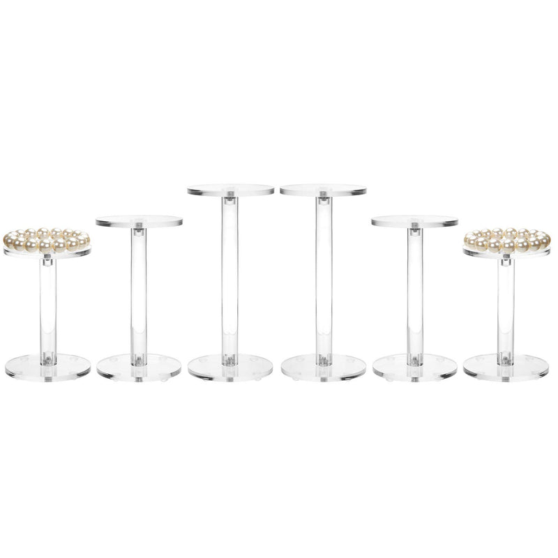 [Australia] - MyGift Set of 6 Clear Round Acrylic Display Pedestal Riser Stands 