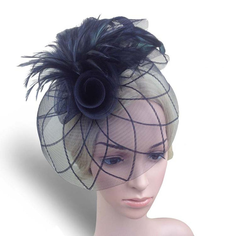 [Australia] - Vivivalue Women Veil Net Fascinator Flower Hats Fascinator Felt Mesh Feather Hair Clip 4 