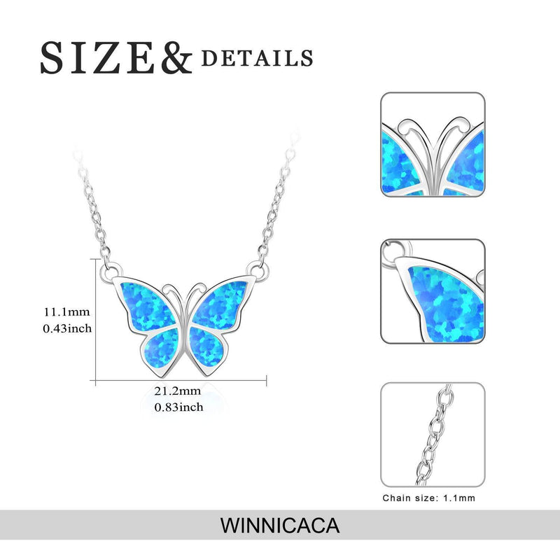 [Australia] - WINNICACA Butterfly Jewellery Opal Sterling Silver Necklace and Earrings for Women Gifts Blue 