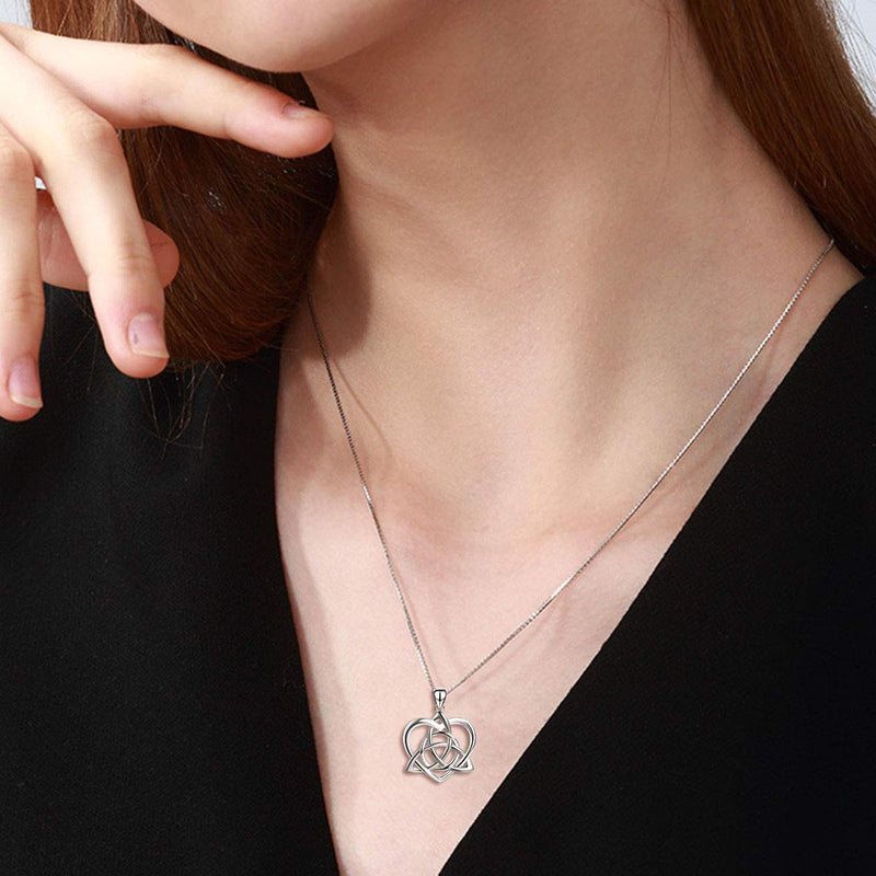 [Australia] - Celtic Love Knot Necklace Jewelry Sterling Silver Good Luck Vintage Triquetra Irish Celtic Love Heart Pendant Necklace for Women Girls B silver celtic knot necklace 