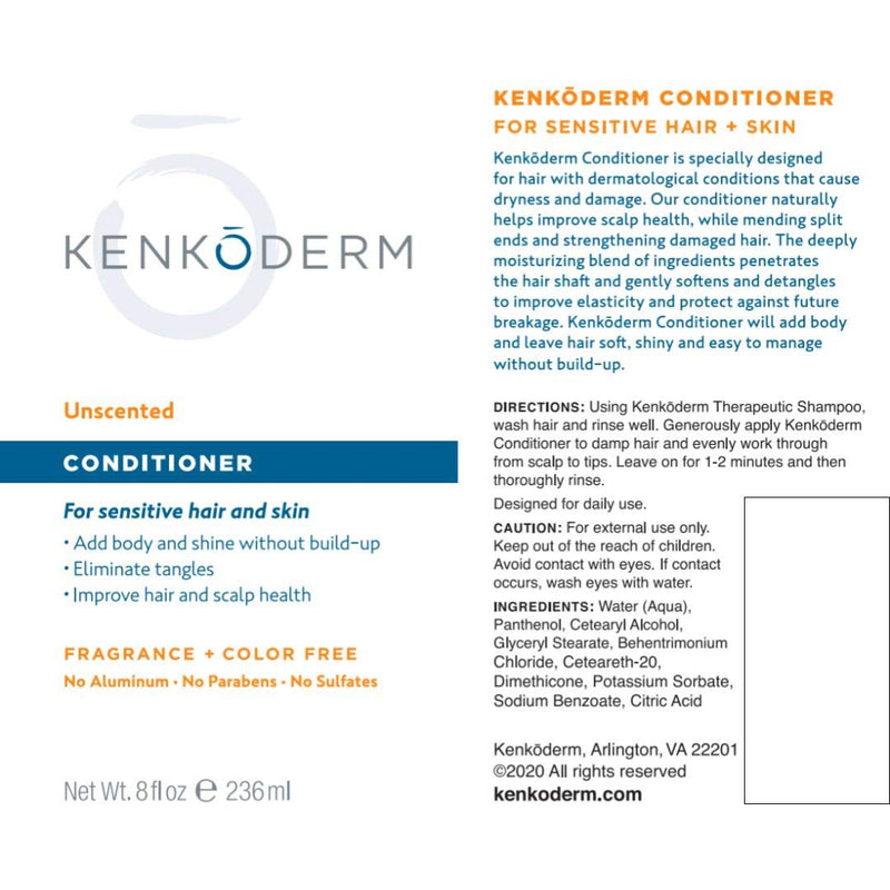 [Australia] - Kenkoderm Conditioner for Sensitive Hair and Skin - 8 oz | 1 Tube | Dermatologist Developed | Fragrance + Color Free 8 Fl Oz (Pack of 1) 