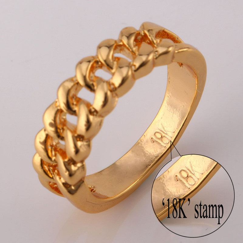 [Australia] - U7 Men Women Stainless Steel 5mm 7mm Wide Band Cuban Link Chain Ring/Spinner Rings, Size 5 to 12, Gift Wrapped 03:Gold Cuban Link 