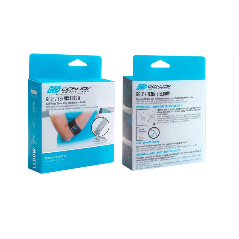 [Australia] - DonJoy Advantage DA161EB01-BLK Golf/Tennis Elbow Lightweight Strap for Golfer's and Tennis Elbow, Adjustable Neoprene Fabric, Right or Left, Fits Most, 7" to 14" 