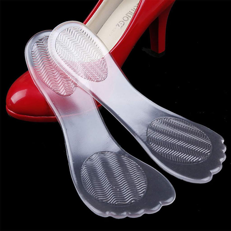 [Australia] - 2 Pairs Silicone High Heel Everyday Insoles, Massage Foot Cushion, Soft Gel Shoe Insert Pads for Pain Relief, Length: 21cm, Transparent 