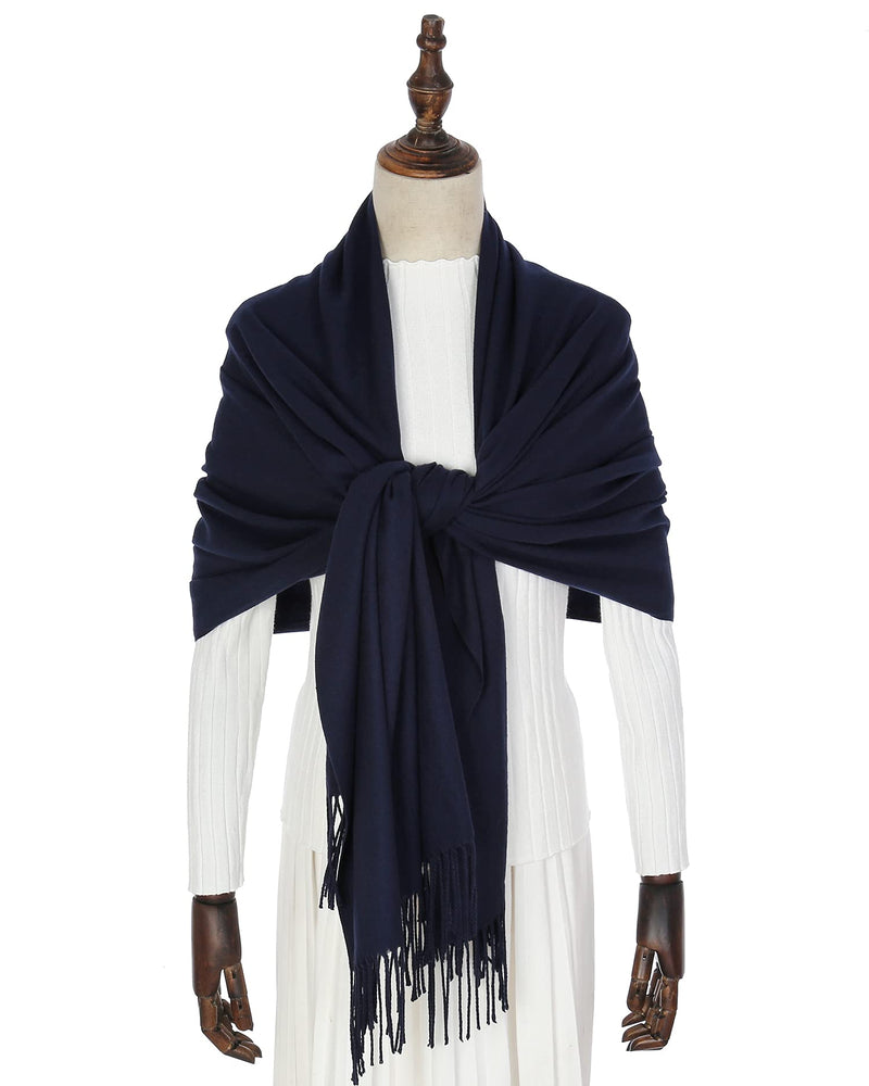 [Australia] - Pashmina Winter Scarf Shawl Wrap for Women Shawls and Wraps for Evening Dresses Large Soft Wedding Shawl 6-navy 