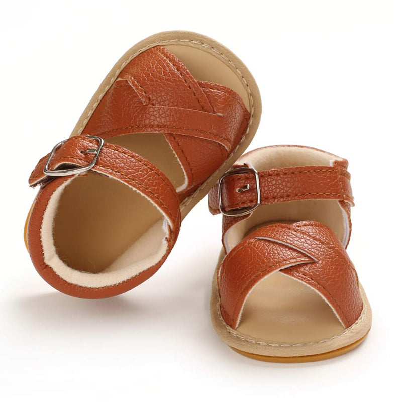 [Australia] - GAISUM Baby Girls Boys Premium Sparkly Sandals Lightweight Infant Outdoor Slippers Newborn Soft Non-slip Rubber Sole Toddler Summer First Walker Shoes. 3-6 Months Infant A/Brown 