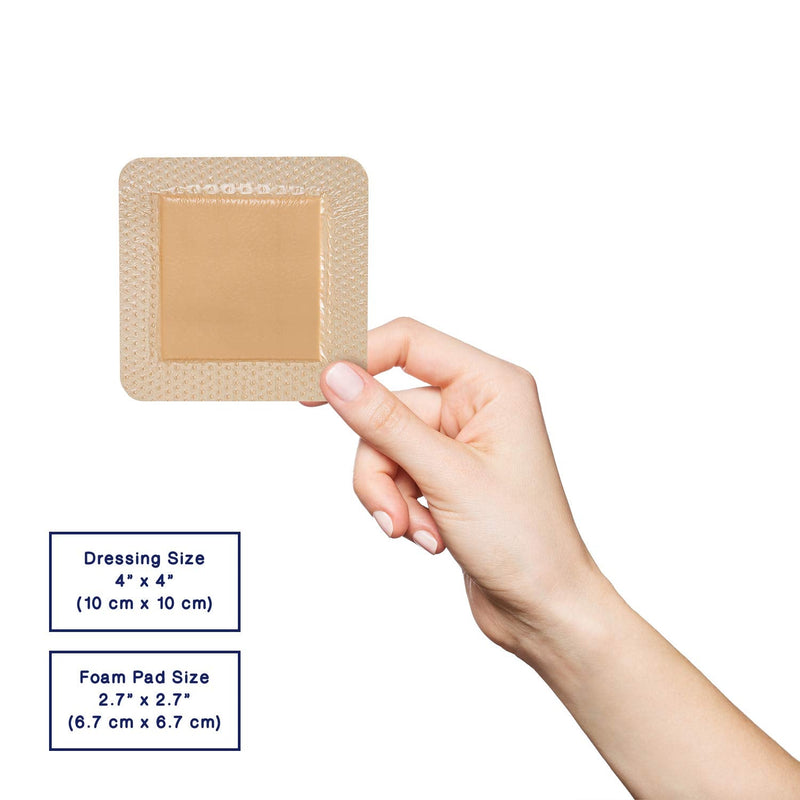 [Australia] - MedVance TM Silicone - Bordered Silicone Adhesive Foam Dressing Size 4"x4" (2.7"x2.7" pad), Box of 5 dressings 