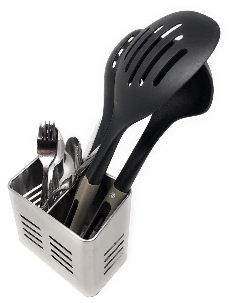 [Australia] - Space Home - Stainless Steel Cutlery Holder - Kitchen Utensil Holder - Cutlery Drainer - Pencil Holder - 16 x 9 cm Silver 