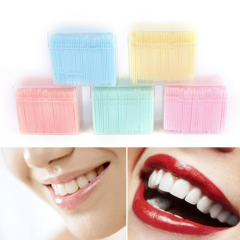 [Australia] - Disposable Plastic Toothpick Dental Picks Portable Practical Toothpick with Clear Case 1100Pcs Green 