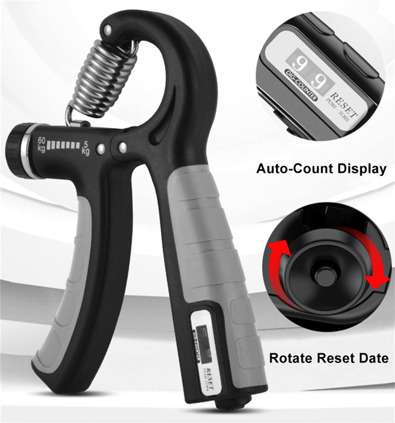 [Australia] - Hand Grip Strength Trainer, Forearm Exerciser,Adjustable Resistance 22-132Lbs (10-60kg),Non-Slip Gripper, for Athletes to Muscle Building and Injury Recovery 