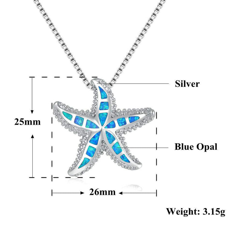 [Australia] - CiNily Opal Pendant Necklace for Women Girls 14K Gold Plated Turtle/Starfish/Dolphin Sea Animal Pendant Opal Jewelry Ocean Necklace starfish pendant-blue 