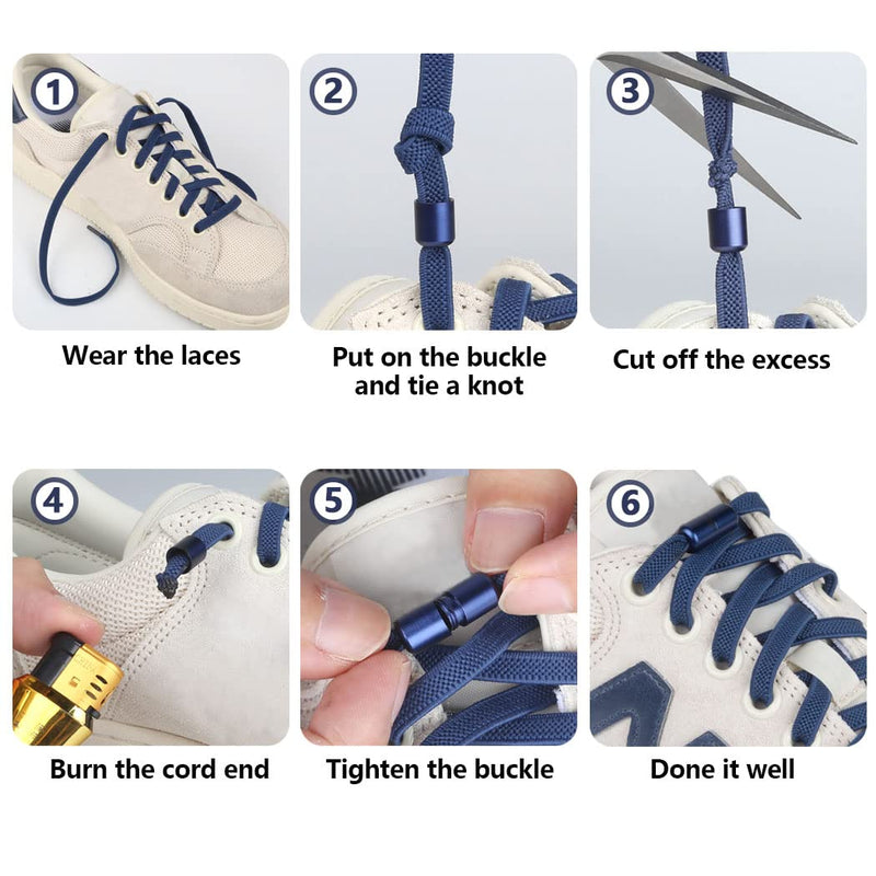 [Australia] - Feibmir 6 Pairs No Tie Elastic Shoelaces, Universal Shoe Laces for Kids and Adults,Tieless Flat Shoelaces for Running Shoes with Metal Lock flat-shaped 