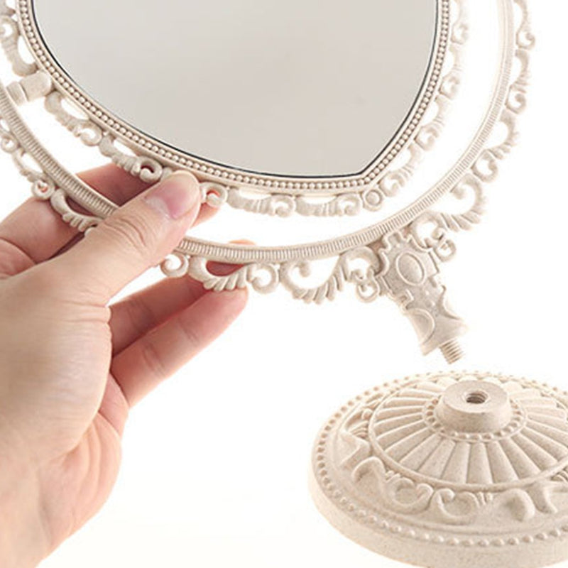 [Australia] - Makeup Mirror, Tabletop Vanity Mirror Double Sided Magnifying Makeup Mirror with 360 Degree Rotation (Heart Shape, Beige) 