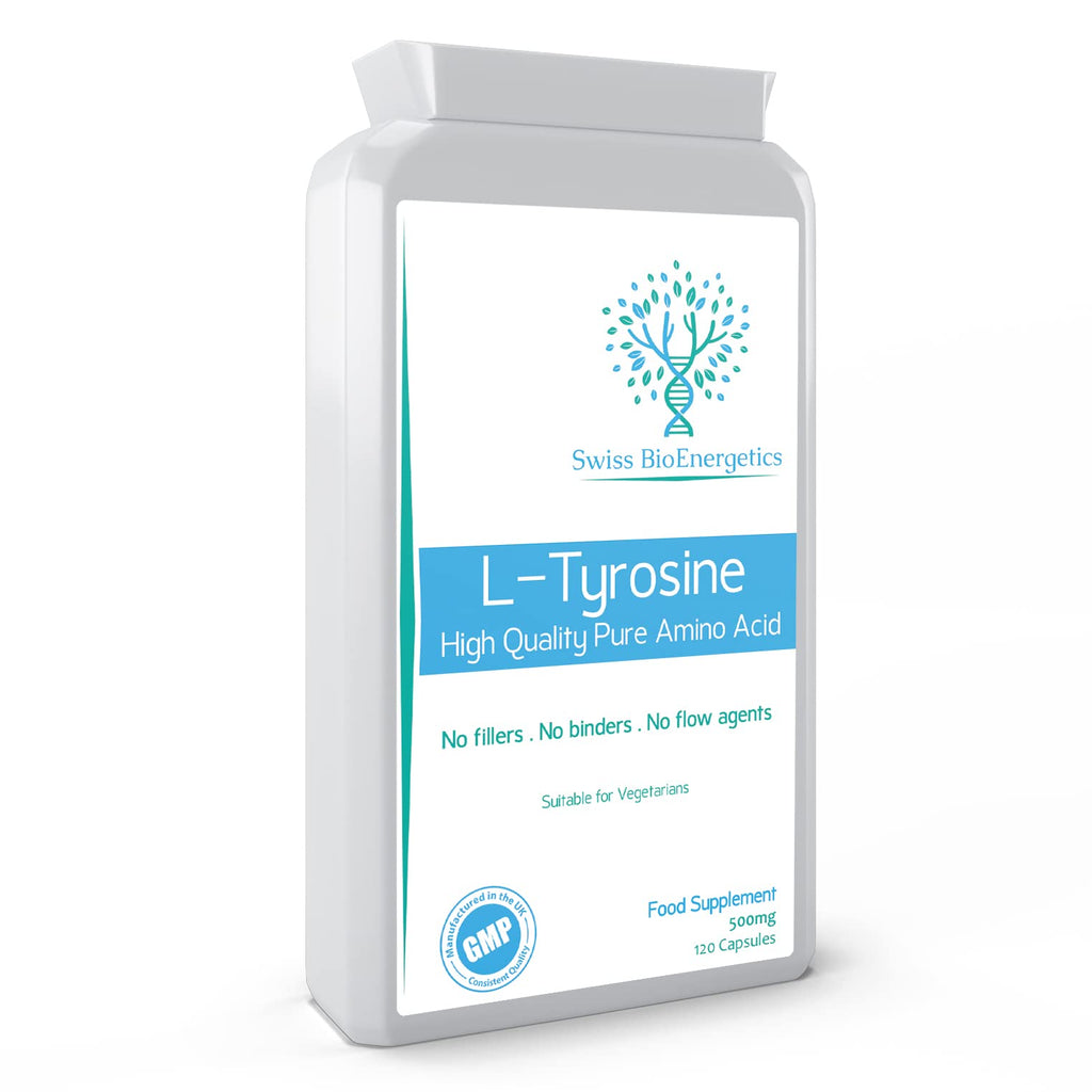 [Australia] - L-Tyrosine 500mg 120 Capsules - Pure Amino Acid with No Fillers or Binders or Flow Agents – an Amino Acid Nutritional Supplement Suitable for Vegetarians - UK Made 