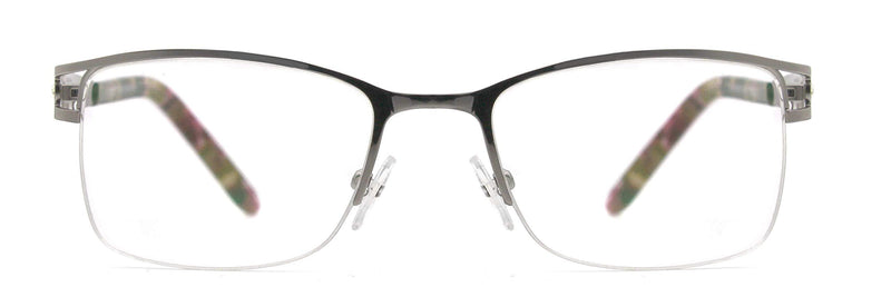 [Australia] - Uncovered wide angle lens decent design semi-rimless metal optical frames clear lens for women Grey 