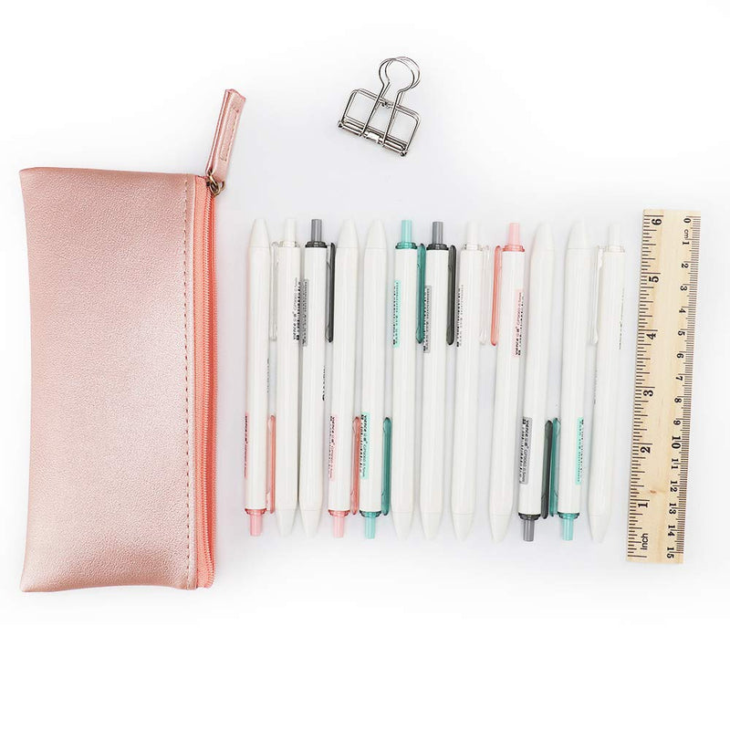 [Australia] - EONMIR PU Leather Pencil Cases Pouch Bag with Zipper,Small Simple Pencil Pouches, Makeup Pouch, Cosmetic Pouch (Blue+Pink) Blue+pink 